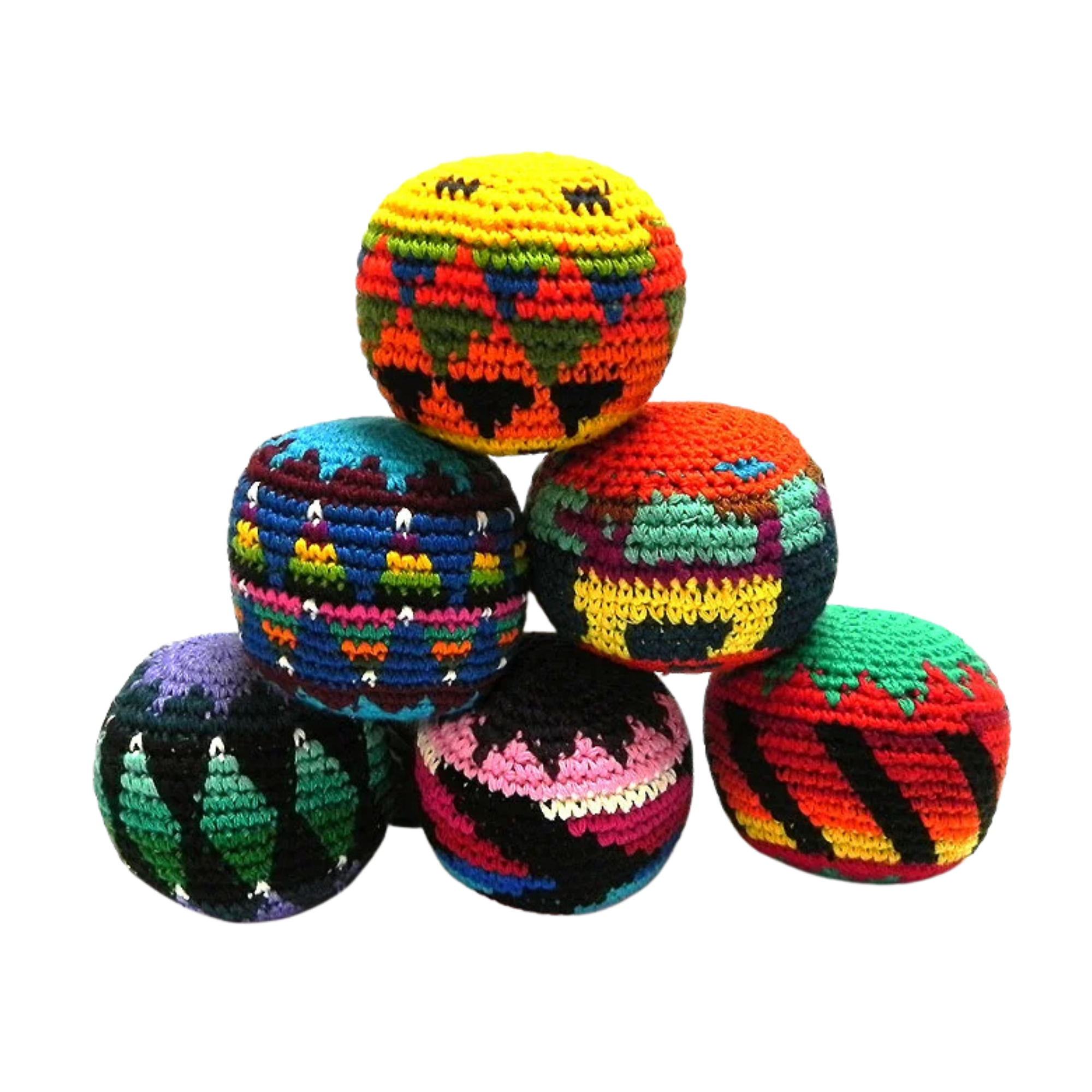 Assorted hand knit hacky sacks
